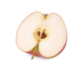 Half of ripe red apple isolated on white