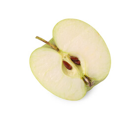Half of ripe green apple isolated on white