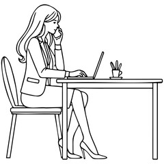 Business Woman Work on Laptop.