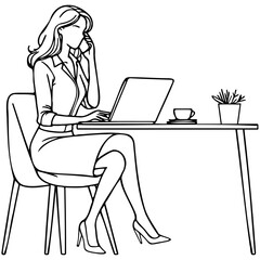 Business Woman Work on Laptop.