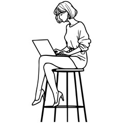 Business Woman Work on Laptop.