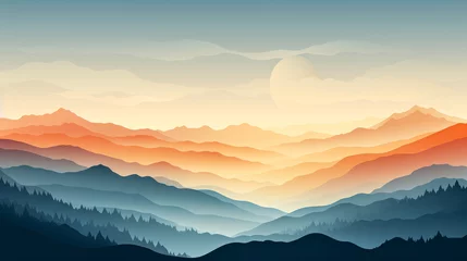 Poster sunrise over mountains © Yaroslav