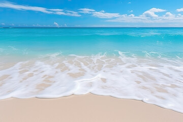 Beautiful sandy beach and soft blue ocean wave