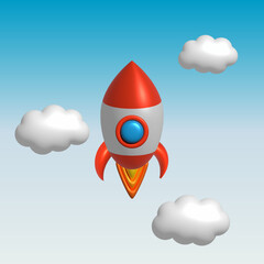 3D space rocket illustration