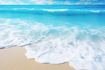 Beautiful sandy beach and soft blue ocean wave