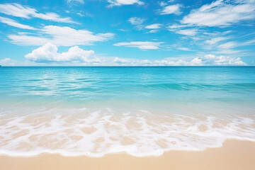 Fototapeta na wymiar Beautiful sandy beach and soft blue ocean wave