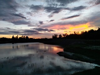 sunset over the river