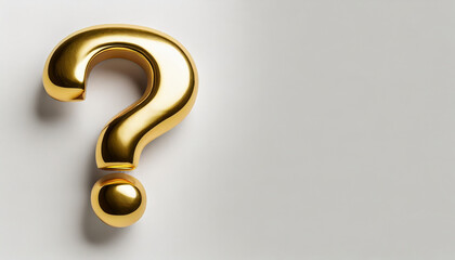 Golden 3D Question mark symbol. When, What, How  Icons.
