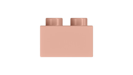 Dusty Pink Lego Block Isolated on a White Background. Close Up View of a Plastic Children Game Brick for Constructors, Side View. High Quality 3D Rendering with a Work Path. 8K Ultra HD, 7680x4320