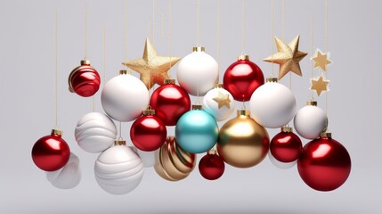 Christmas balls. Christmas Tree Decorations. Elegant Muti-Color Christmas Balls in modern design style