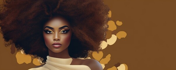 African fashion woman with afro hair, Generative AI 