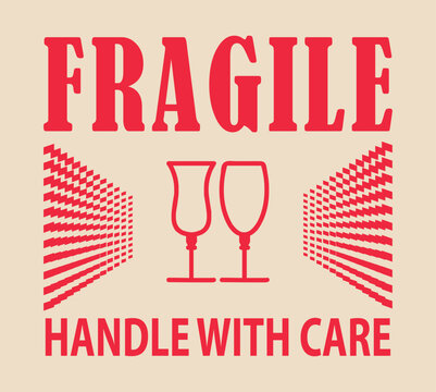 Fragile handle with care sticker, fragile label with broken glass symbol vector.9