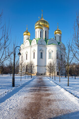 St. Catherine's Cathedral on a winter day. Tsarskoye Selo (Pushkin), Russia