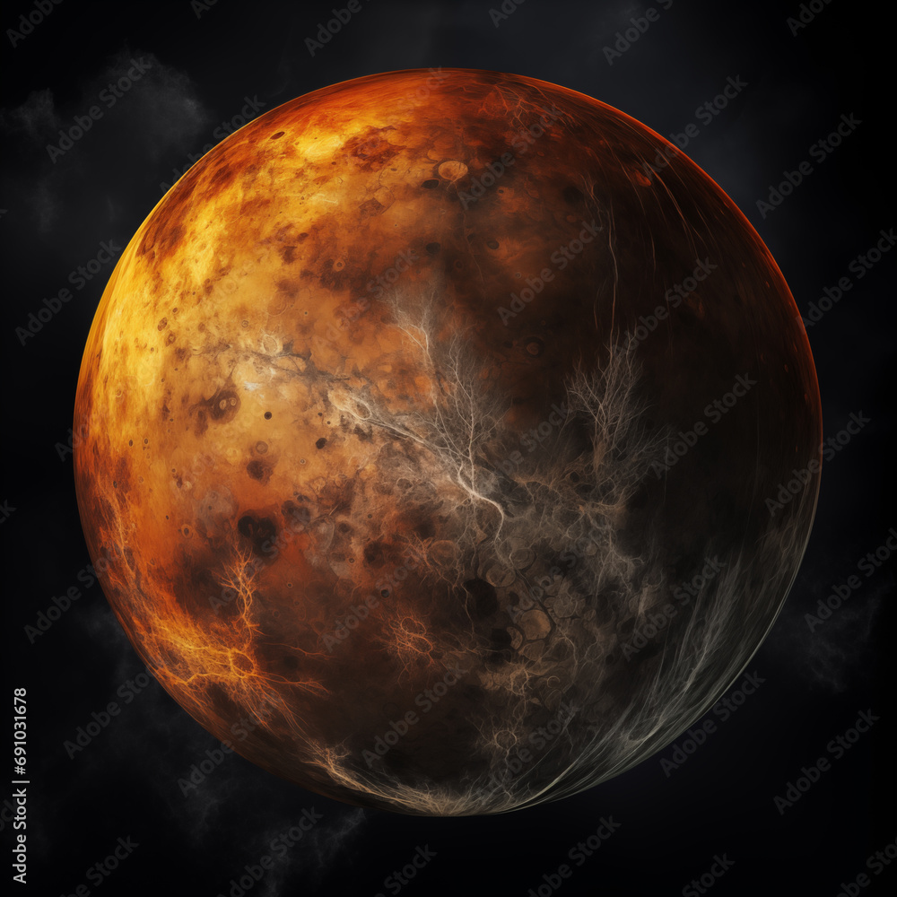 Poster planet isolated background,created with generative ai tecnology.