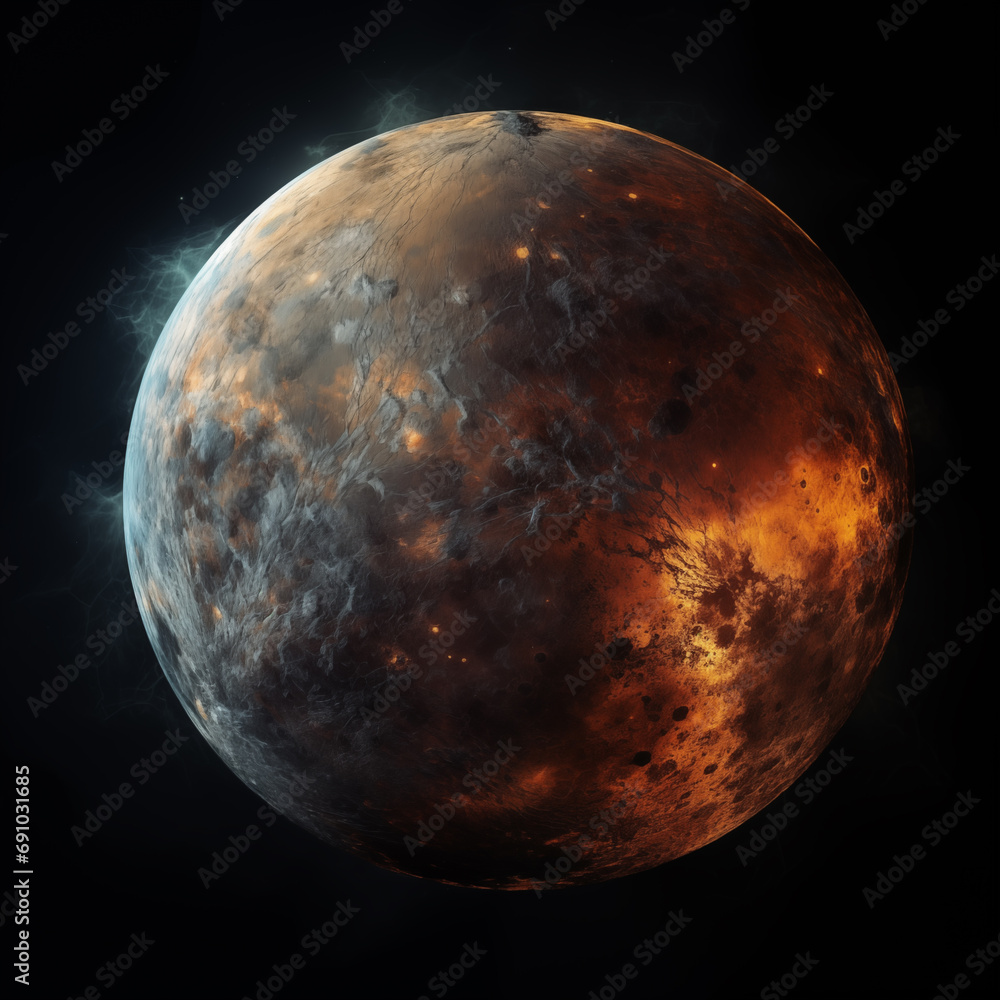 Poster planet isolated background,created with generative ai tecnology.