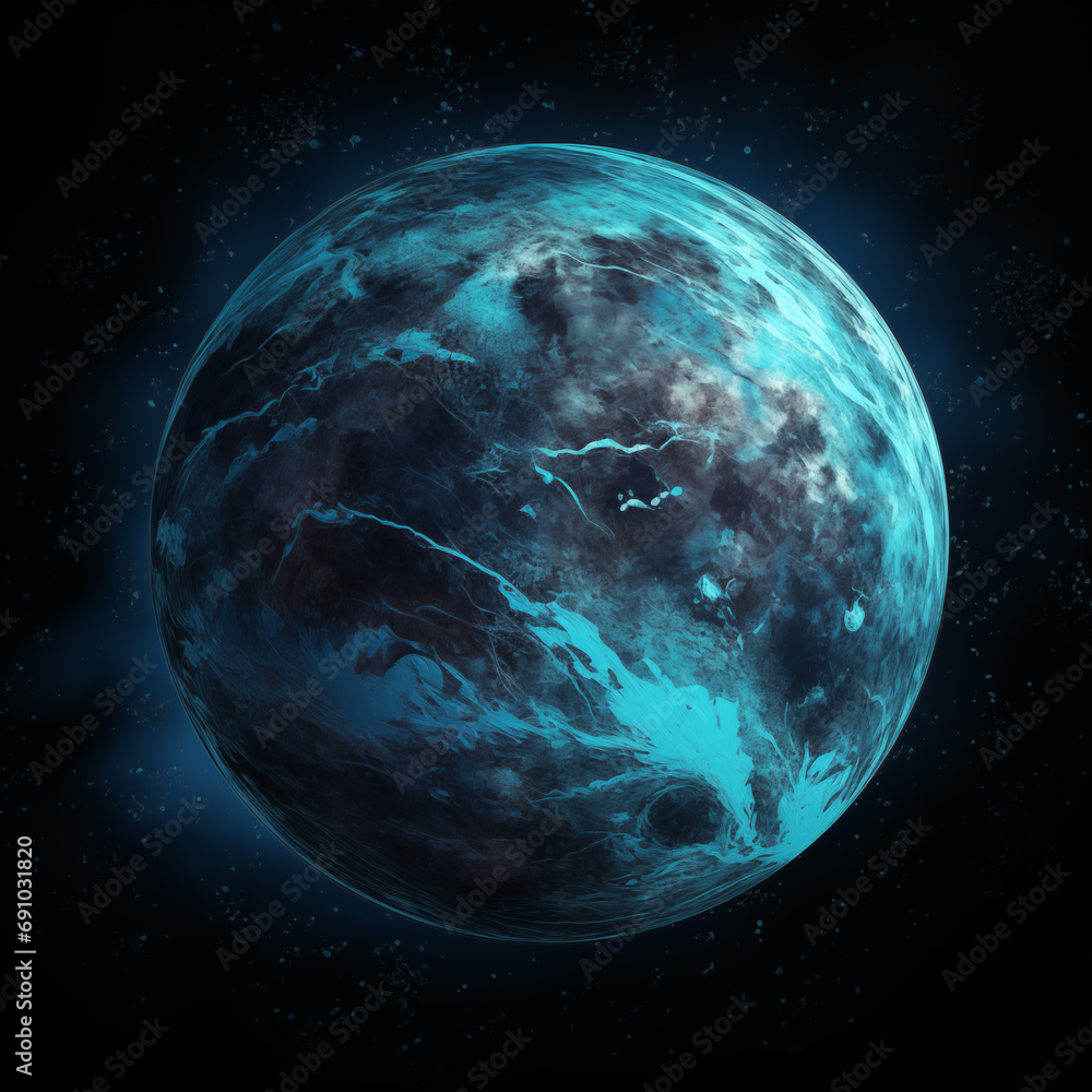 Poster planet isolated background,created with generative ai tecnology.