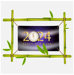 Happy new year 2024 card holiday shiny background