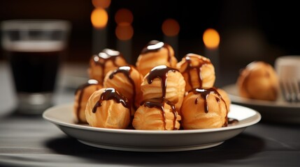 Appetizing small profiteroles - a cute addition to the holiday table.