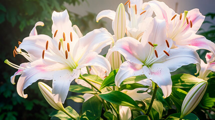 Fototapeta na wymiar Lily flowers close up. Selective focus.