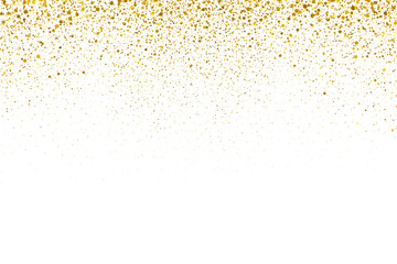 Aesthetic Gold Confetti shine falling gold dust lights, glowing sparkles golden dust particles, abstract luxury gold confetti border with glitter dust, Christmas gold dust and glare background. fallin - obrazy, fototapety, plakaty