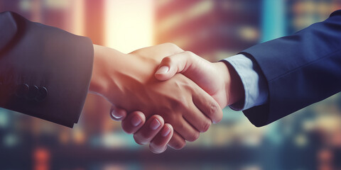 Businessman shaking hands, greeting, negotiating, merging, teamwork and collaborating for a commercial venture.
