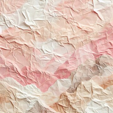 Textured pink and beige crumpled paper.