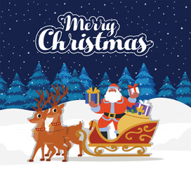 Christmas Santa Claus Sleigh Sled Reindeer