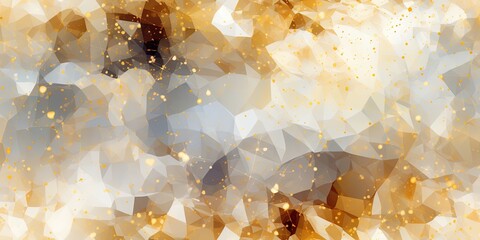 Abstract cosmic geometric luminous sparkling wallpaper background texture with gold, black and white touches. Great as luxury product advertisement banner or celebration postcard.