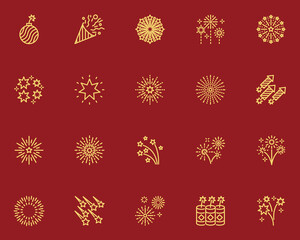 set of firework icon, sparkle, new year, chinese new year - obrazy, fototapety, plakaty