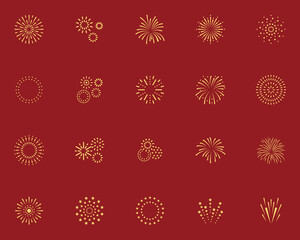 set of firework icon, sparkle, new year, chinese new year