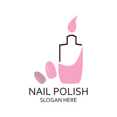 Nail polish logo design simple concept Premium Vector