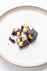 Handmade candies on a white background, close-up