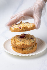 Handmade desserts on a white background, close-up