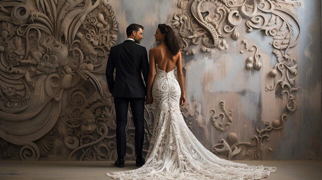 the back image of bride and groom in the wedding