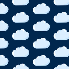 Cloud seamless pattern in cartoon style. Background for child room, package, nursery wallpaper, textile, fabric prints, wrapping paper. Vector illustration.