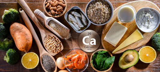 Composition with food products rich in calcium