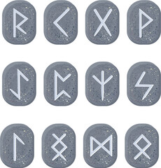 Scandinavian runes carved on stones. Stones. Magic, runic magic, fortune telling. Part 2  Fehu, Uruz, Thurisaz,  Ansuz, Raido, Kano, Gebo, Wunjo, Hagalaz, Nauthis, Isa, Jer, Eihwas, Perth, Algiz, Sowl
