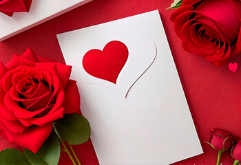 Roses and Hearts background. Valentine or Wedding Card.