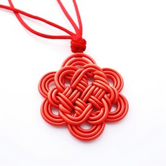 Chinese Knot. Chinese New Year, still life, Chinese knot: red, isolated, decoration, white, christmas, symbol, object, holiday, love, celebration