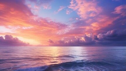 Obraz premium Tranquil Sunset over the Sea generated by AI tool