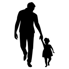 Father and Daughter silhouette. Tattoo template. SVG Cut Files for Cutting Machines like Cricut and Silhouette. Transparent background editable vector file - obrazy, fototapety, plakaty