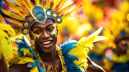 Deken met patroon Carnaval person celebrating carnival, generative ai