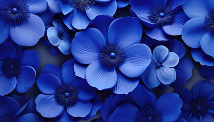 Floral background of voluminous cobalt blue flowers.