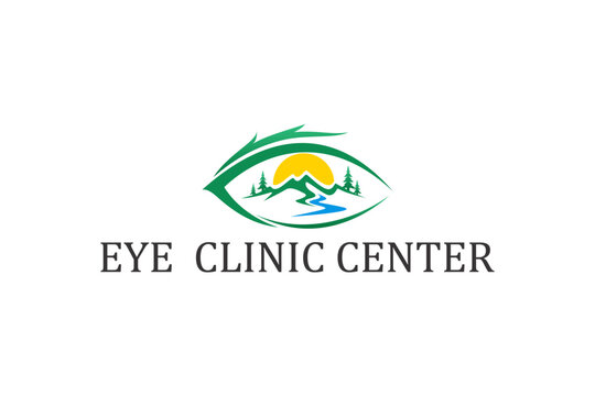 Eye doctor clinic specialist with a natural mountain river outdoor theme.