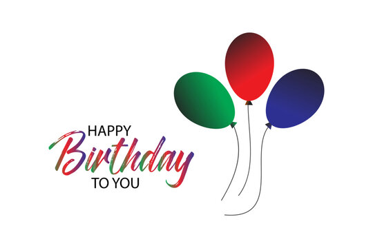 Colorful happy birthday balloons and text vector background