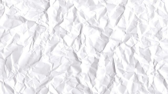 Stop motion animated white paper texture background. Crumpled white paper.