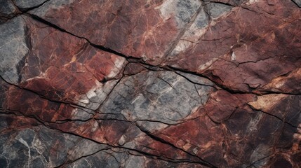 Dark red orange brown rock texture with cracks. Close-up. Rough mountain surface. Stone granite background for design