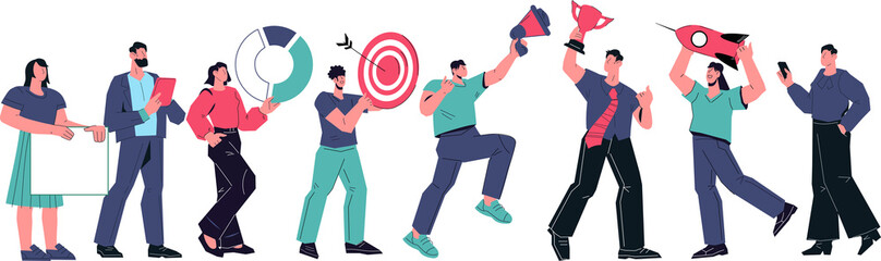 Business team collaboration concept with people characters. Effective leadership, fostering teamwork and creating successful partnerships in the workplace.