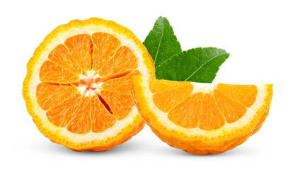 half tangerines orange isolated on transparent png