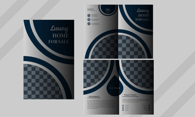 Corporate business presentation guide bifold brochure template, Annual report,  minimalist flat   design template.